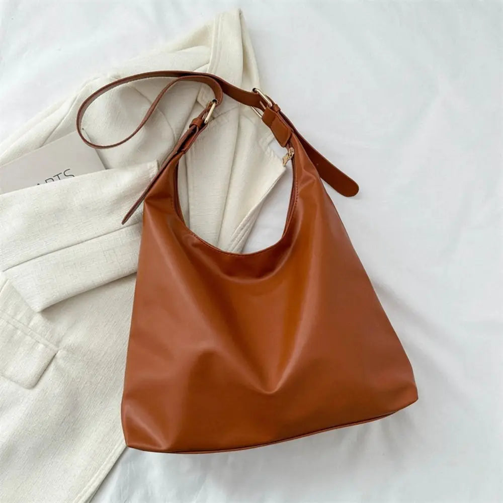 Vintage PU Leather Underarm Bag - Large Capacity Women's Tote Handbag