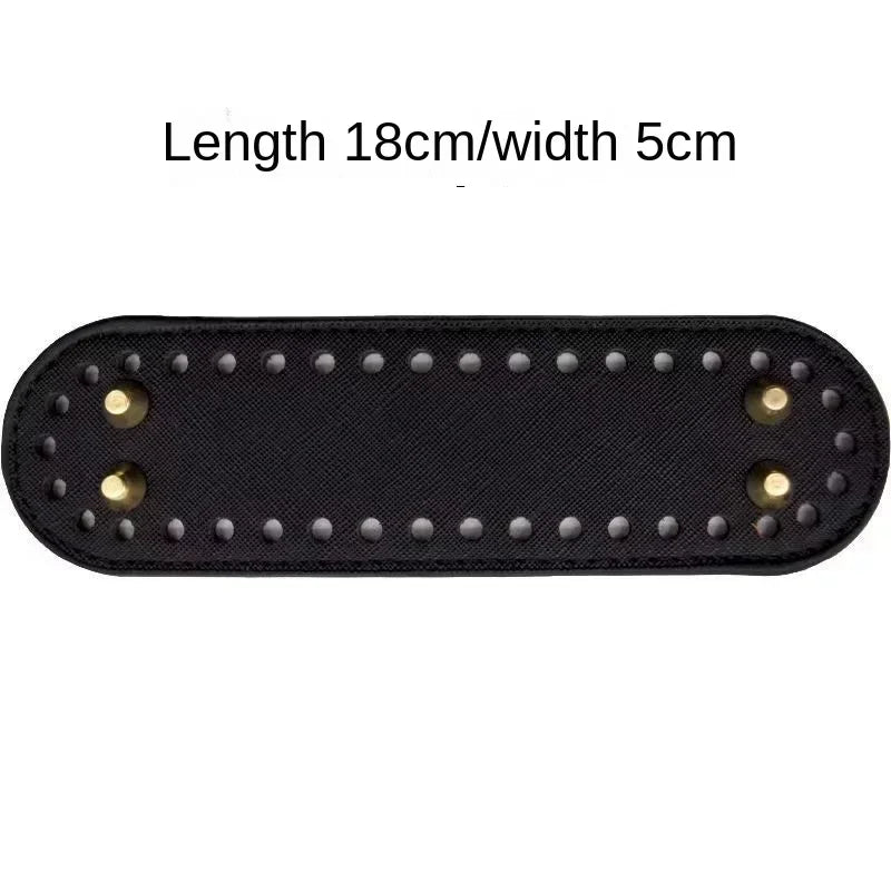 5x18cm/12x25cm PU Bag Bottom with 4 Rivets Oval Bag Bottom Wear-resistant Strong Durable Bag Bottom for Crochet Knitting Handbag