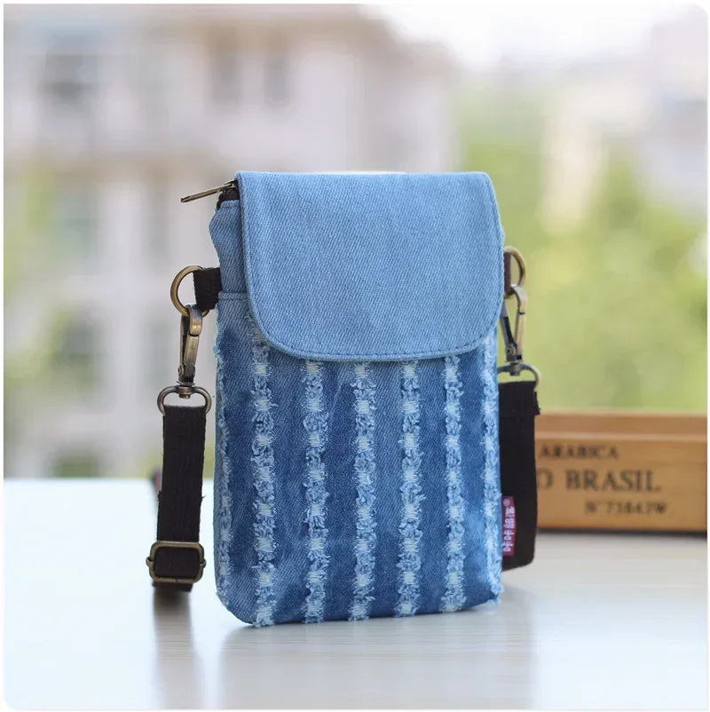 Denim Women's Mini Messenger Phone Bag Purse Wallet Tote