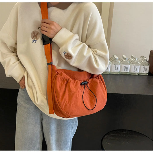 Nylon Waterproof Pleated Crossbody Shoulder Bag