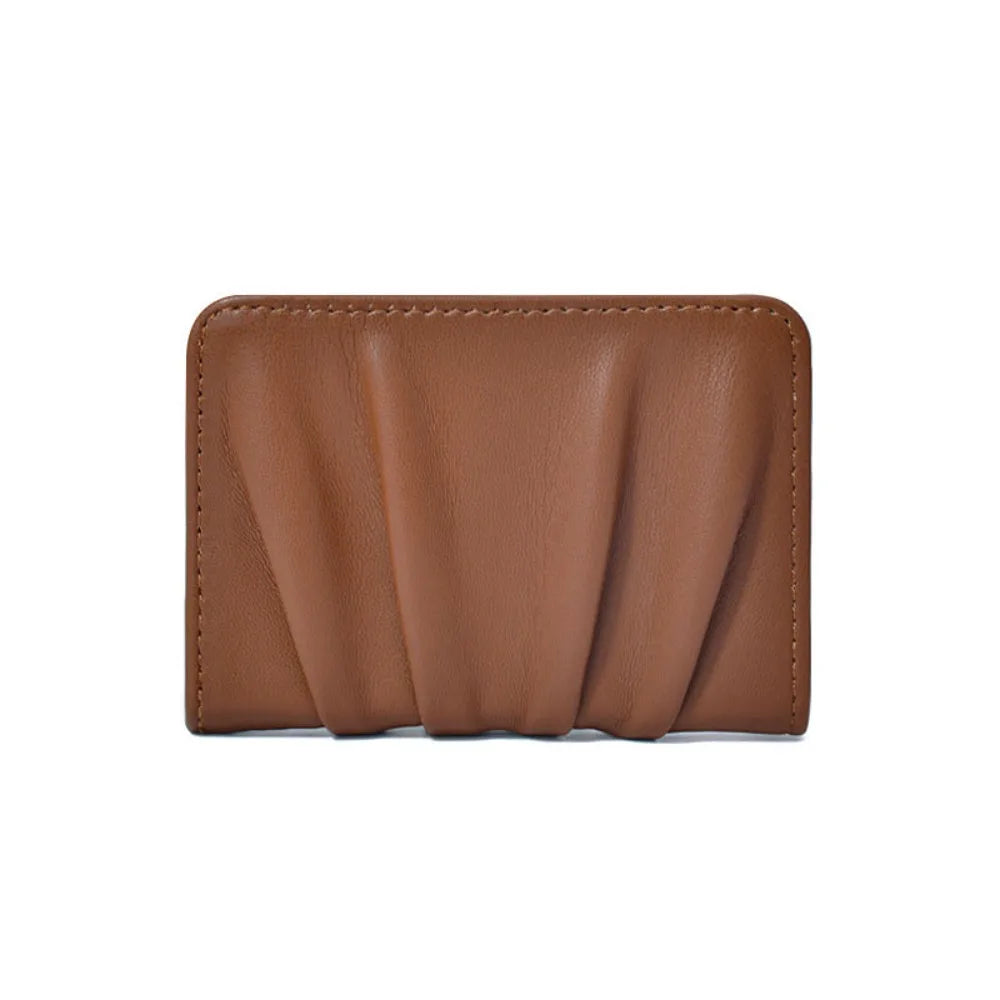 New Solid Color Women Wallets PU Leather Purses Card Holders Small Portable Coin Purse Large Capacity Wrinkled Money Bag