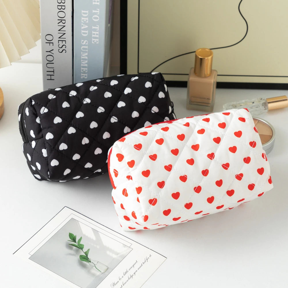 Cute Love Travel Cosmetic Lipstick Brush Storage Bag Toiletry Kit Women Kawaii Makeup Handbags Organizer Pouch Bags Pencil Case