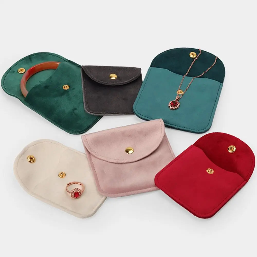 Portable Velvet Snap Button Packaging Pouch Gift Jewelry Bag Necklace Earrings Ring Storage Pouch Dust Protect Wrapping Bag