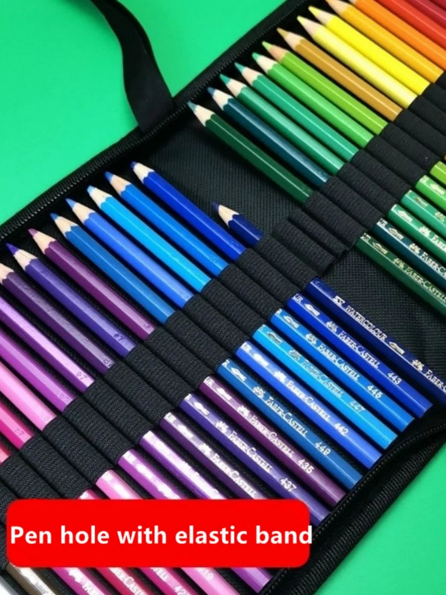 36/48/72 hole pen curtain black folding pencil case Color pencil pen insert Professional painting pencil bag student stationery