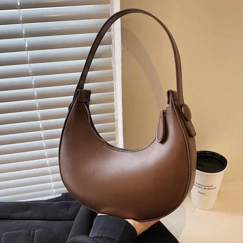 Women's Cute Crescent Leather Shoulder Bag - Designer PU Handbag