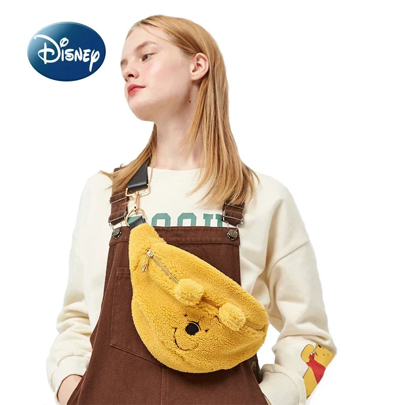 Winnie The Pooh Women's Plush Messenger Bag - Cute Cartoon Waist Bag, Large Capacity