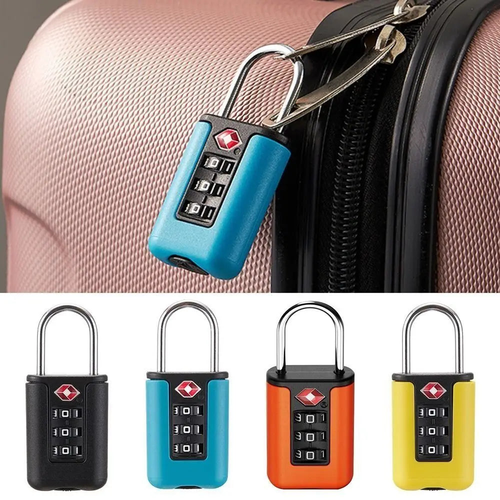 Anti-theft 3 Digit Combination Lock TSA Customs Password Lock Suitcase Luggage Coded Lock Cabinet Lock Contrast Color Padlock