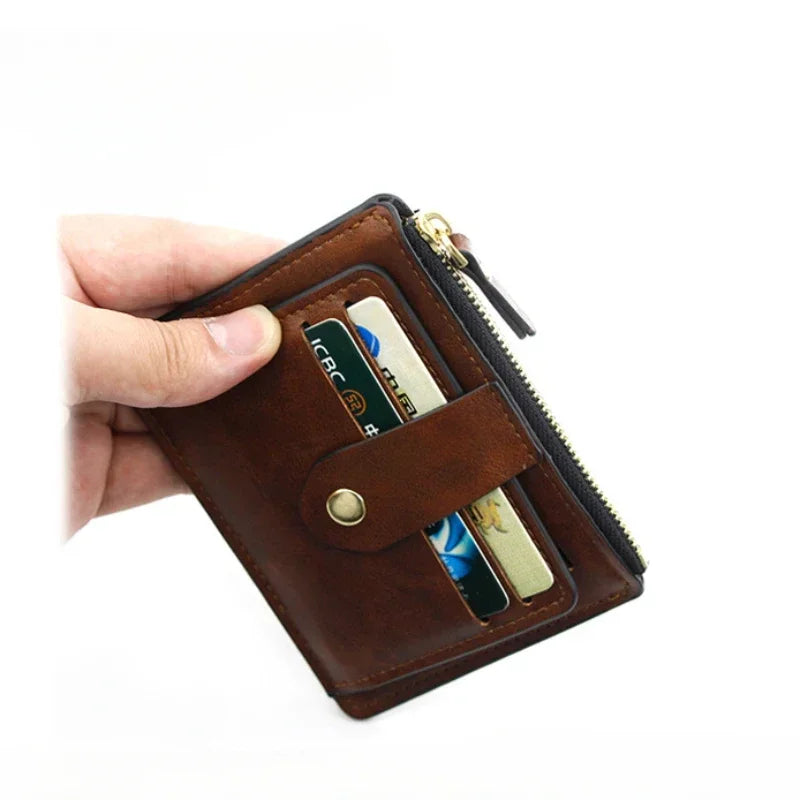 Luxury Small Men's Credit ID Card Holder Wallet Male Slim Leather Wallet with Coin Pocket Brand Designer Purse for Men Women