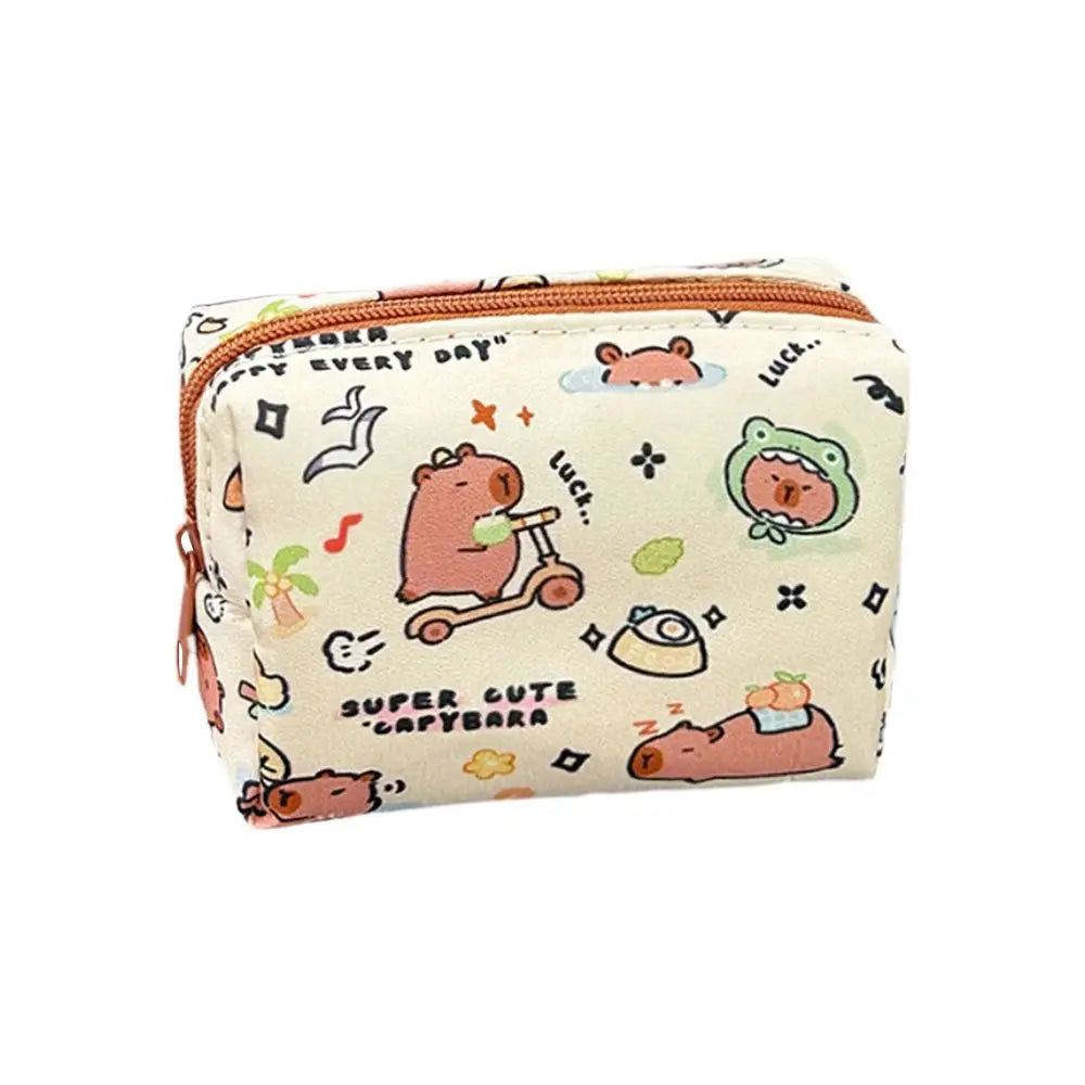 New Cute Cartoon Pattern Capybara Coin Purse Mini Portable Storage Bag Waterproof Wallet Portable Key Money Bag