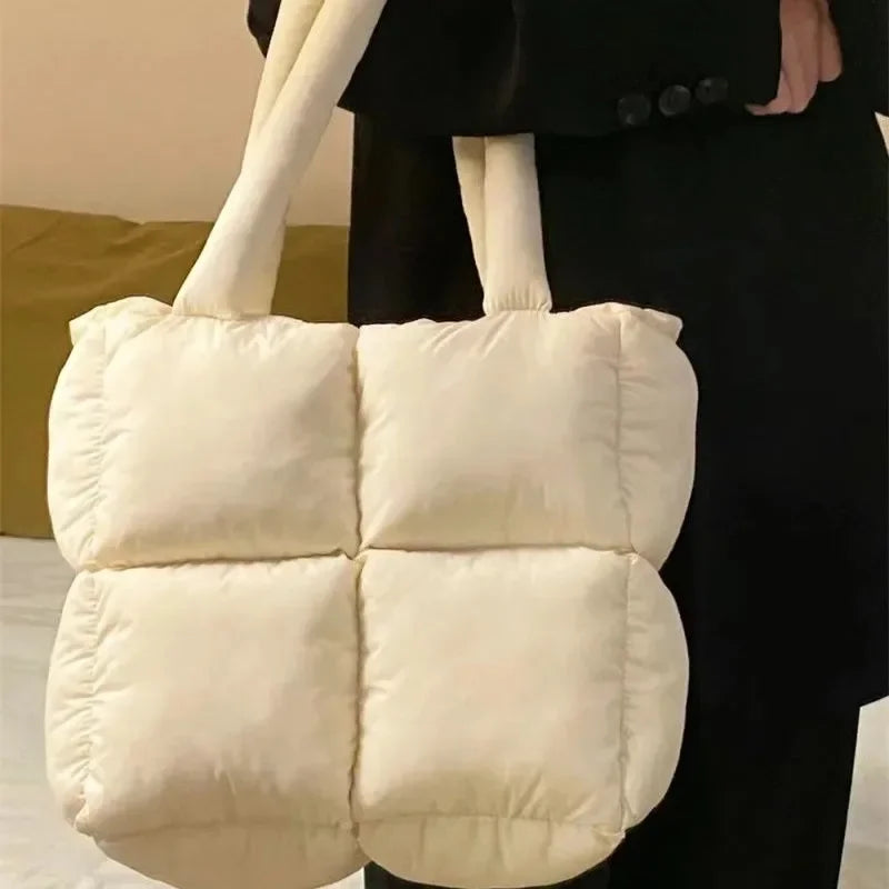 Puffy Quilted Shoulder Bag Large Capacity Winter Tote