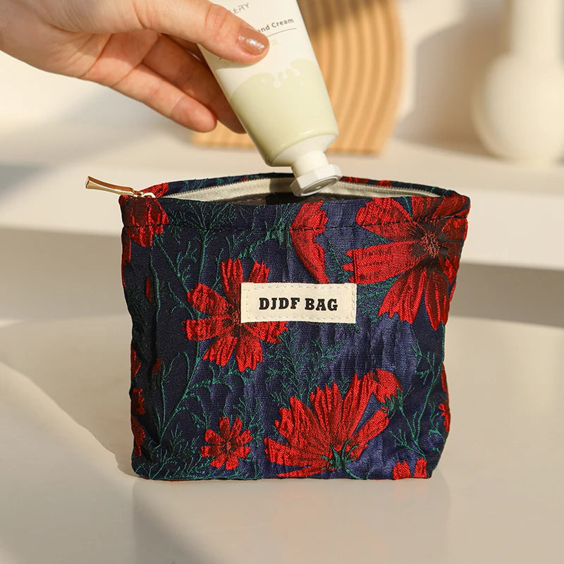 Mini Female Cosmetic Bag Portable Red Soft Small Sanitary Napkin Storage Bag Commuter Coin Key Bag Portable Bank Card Bag