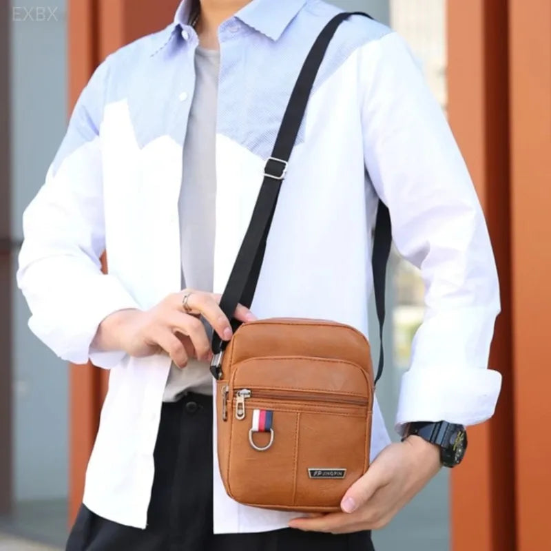 2024 Men's Messenger Bag Crossbody Shoulder Bags PU Leather Men Travel Sling Bag Large Capacity Business Messenger Bag for Male