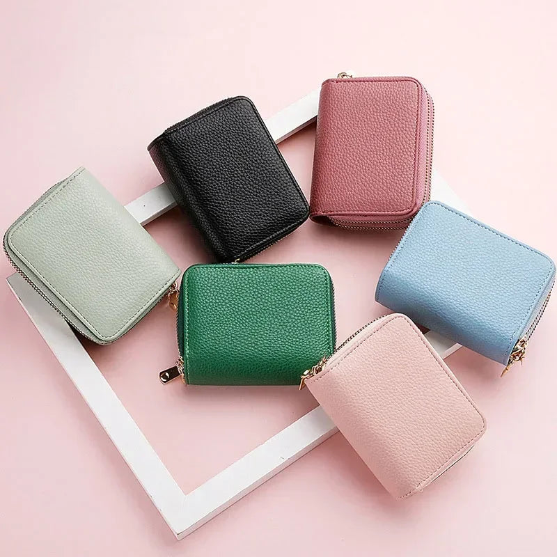 PU Leather Rfid Women's Zipper Card Wallet Small Change Wallet Purse For Female Short Wallets With Card Holders Woman Purse