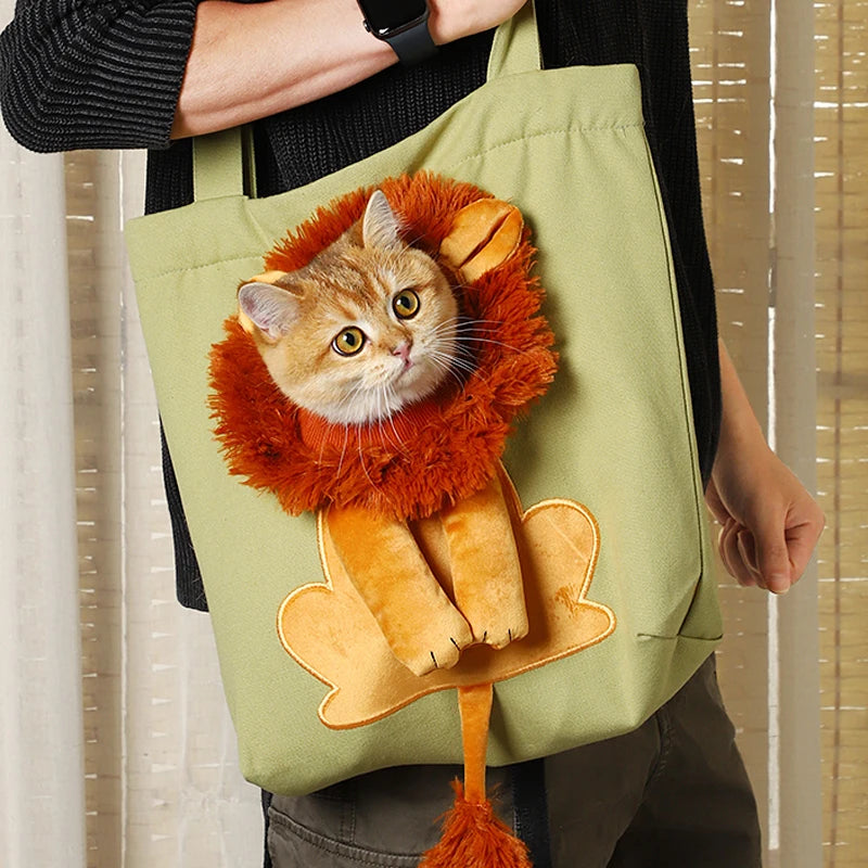 Creative Little Lion Pet Canvas Shoulder Bag for Cats & Dogs