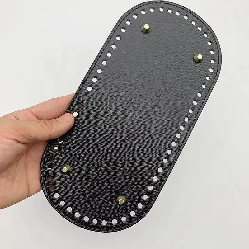 5x18cm/12x25cm PU Bag Bottom with 4 Rivets Oval Bag Bottom Wear-resistant Strong Durable Bag Bottom for Crochet Knitting Handbag