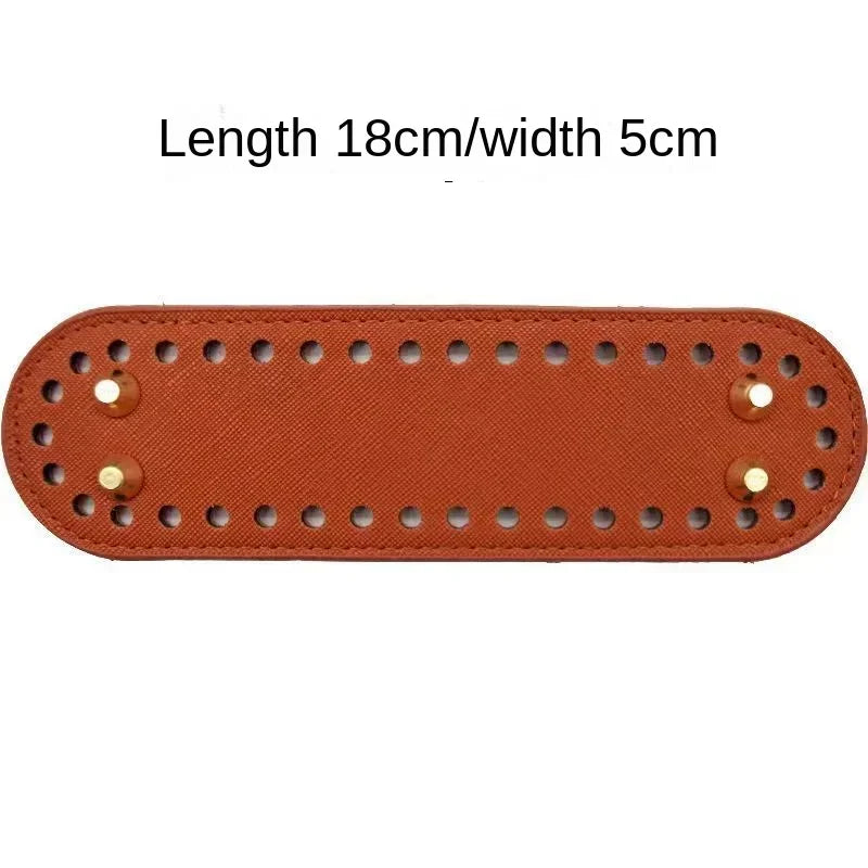 5x18cm/12x25cm PU Bag Bottom with 4 Rivets Oval Bag Bottom Wear-resistant Strong Durable Bag Bottom for Crochet Knitting Handbag