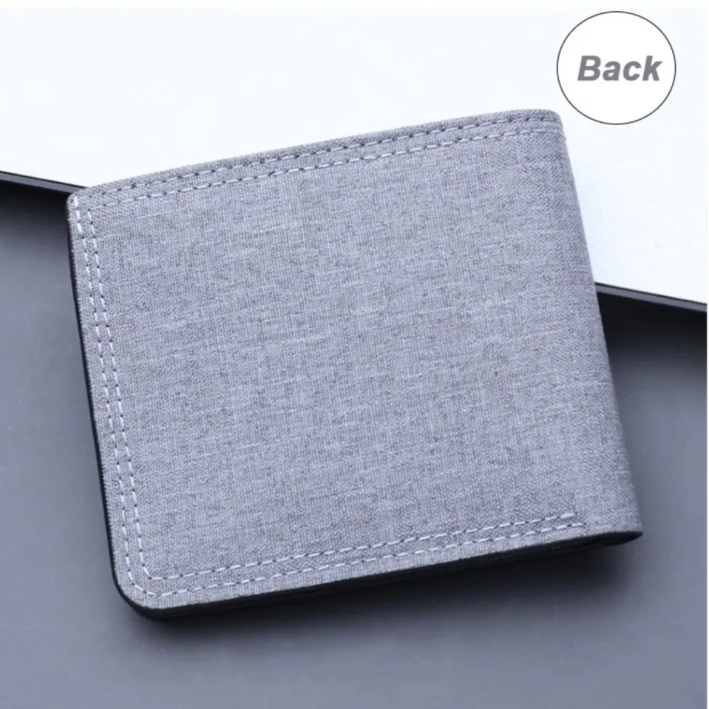 Simple Canvas Men Short Wallet Zipper Multi Card Mini Coin Purse Slim Folding Card Holder