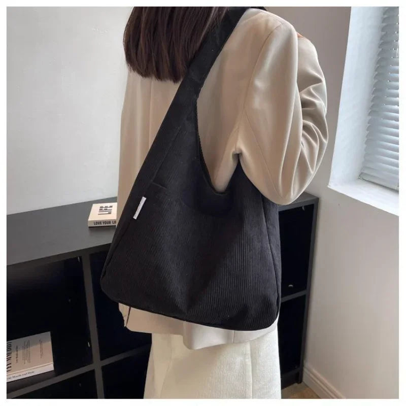 Single Shoulder Tote Nylon Cloth Bag Women's Large Capacity Bag Canvas Women's Bag Corduroy Handbag