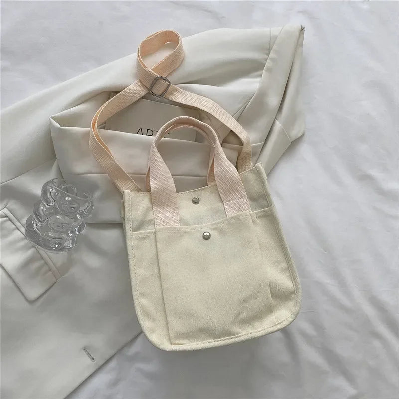 Women Crossbody Bags Canvas Solid Color Casual Tote Bag Messenger Bag Shoulder Bag Brand Designer Simplicity Girl's Handbags