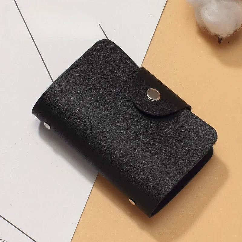 New 24 Slots Bits Card Holder Bag Simple Solid Color Pocket Case Women Men Credit ID Card Organizer Leather Cardholder Wallet