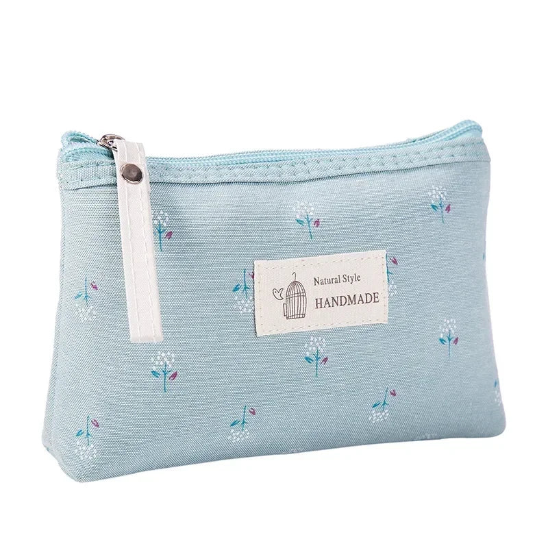 eTya Fashion Canvas Cosmetic Bag Women Floral Zipper Small Makeup Bags Travel Organizer Canvas Mini Lady Toiletry Bag Pouch