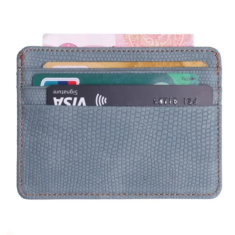 Portable Double Sided Pattern Card Wallet Id Holders Women Men Slim Wallet Change Purse Travel Wallet Holder with 5 Card Slots