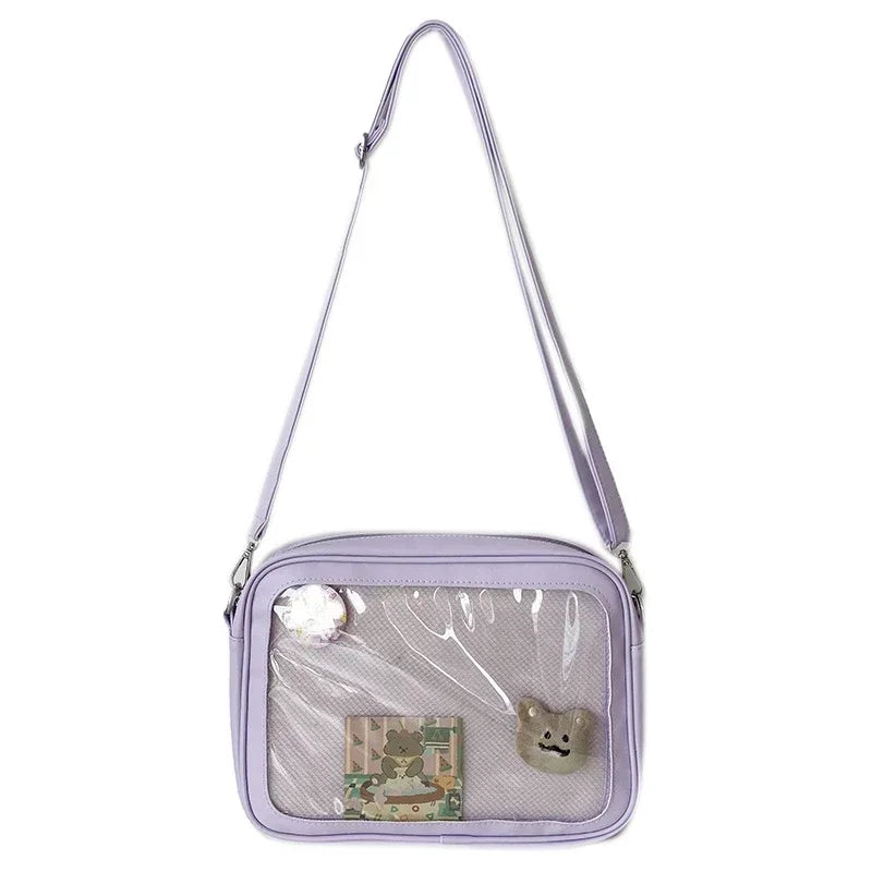 Luxury Pu Ita Bag Crossbody Women Sweet Lolita Bags Cute Transparent Pocket Japanese Style Shoulder Bag Purses and Handbags