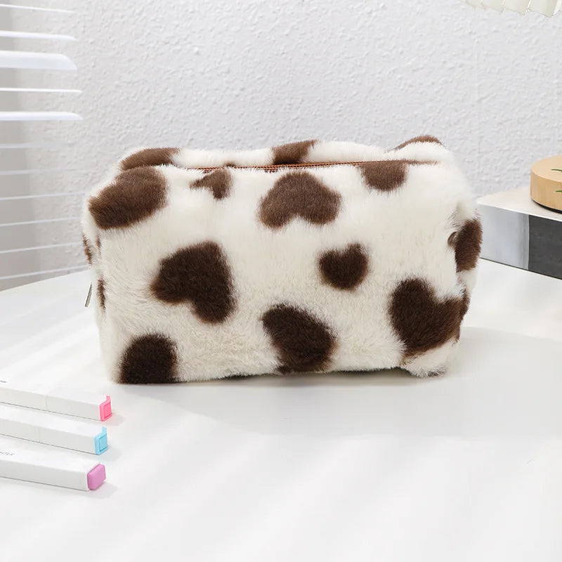 Fashion Small Cosmetic Bag Cute Plush Makeup Organizer Pouch Kawaii Pencil Case Bags Travel Coin Purse Household Storage