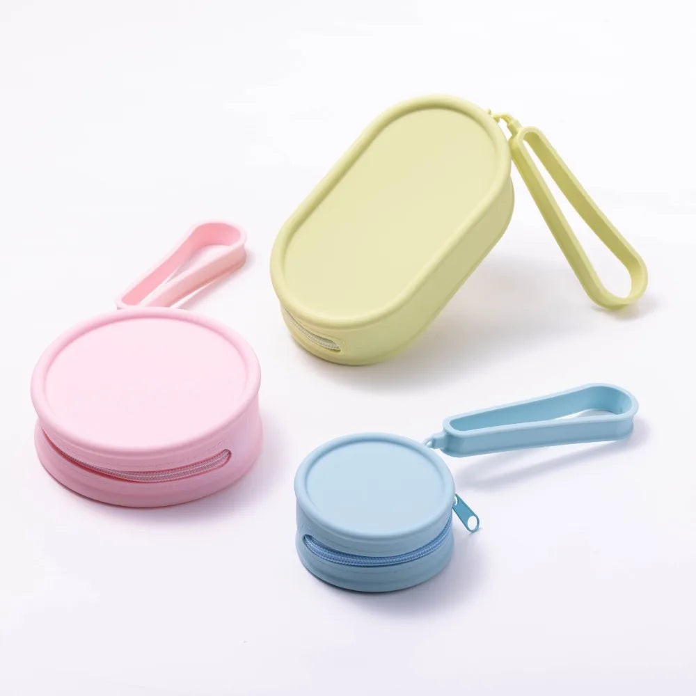 Portable Silicone Coin Purse Waterproof Large Capacity Earphone Bag Zipper Solid Color Travel Pouch Cosmetic Bag