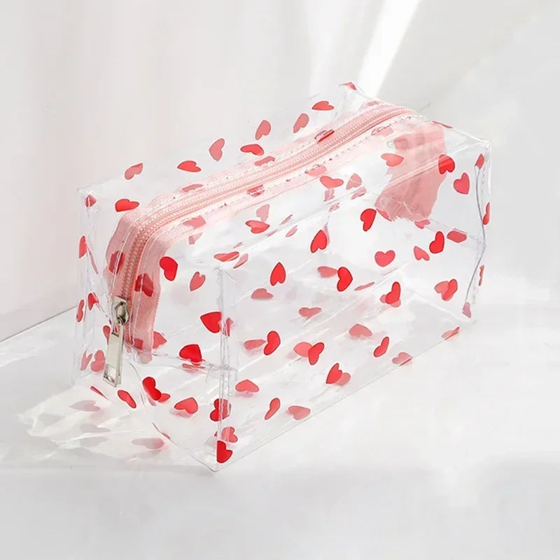 Waterproof Transparent Zipper Cosmetic Bag Fashion Print Women Girl Travel Makeup Bag Pouch Wash Organizer Toiletry Storage Bags