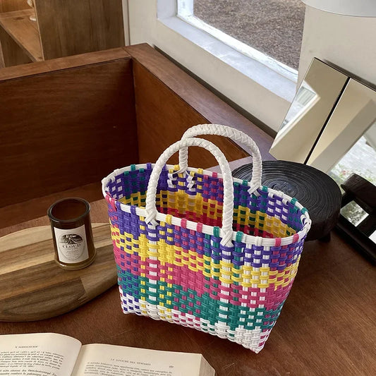 Summer Fashion Hand Woven PVC Tote Beach Bag