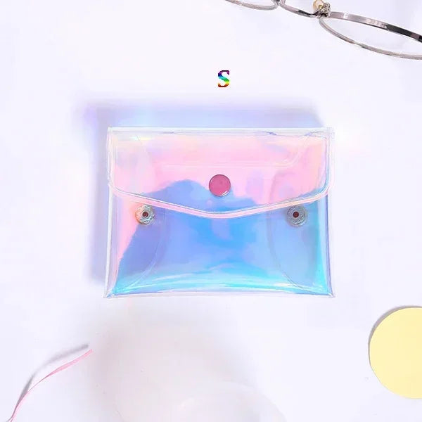 eTya Transparent Coin Purse Women Wallet Laser PVC Card Pencil Cosmetic Money Clutch Bag Case Female Mini Zipper Wallets Pouch