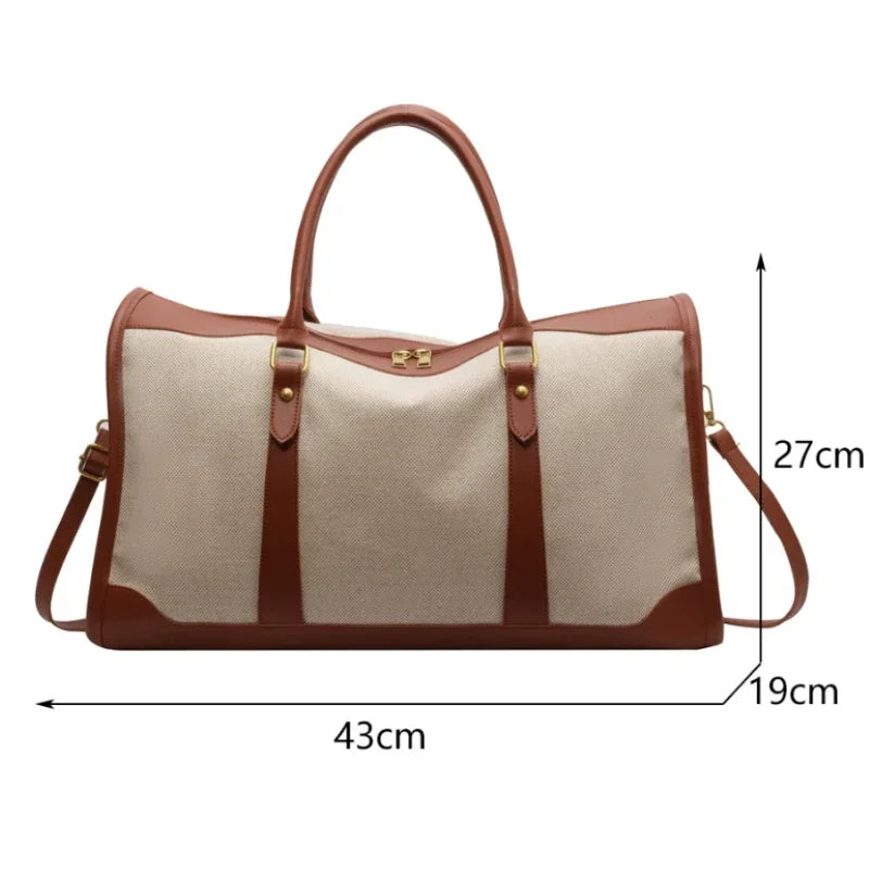 Women Travel Storage Handbag Vintage Fitness Luggage Bag Single Shoulder Crossbody Bag Large Nylon PU Leather Bag 2025 Handbags