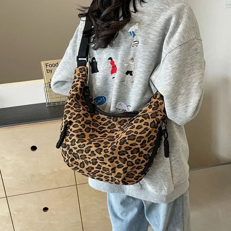 Leopard Print Crossbody Bags for Women Corduroy Casual Shoulder Tote Bags Ladies Sac A Main Femme Designer Luxury Handbags 2025