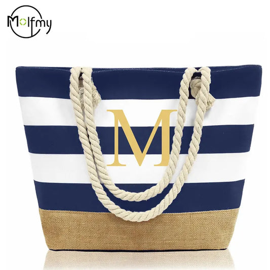 Large Waterproof Beach Tote Bag with Zipper