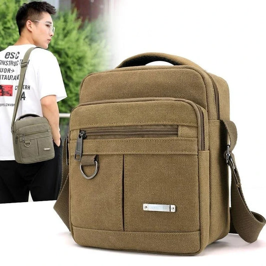 Men's Canvas Messenger Bag - Travel Shoulder Bag Handbag