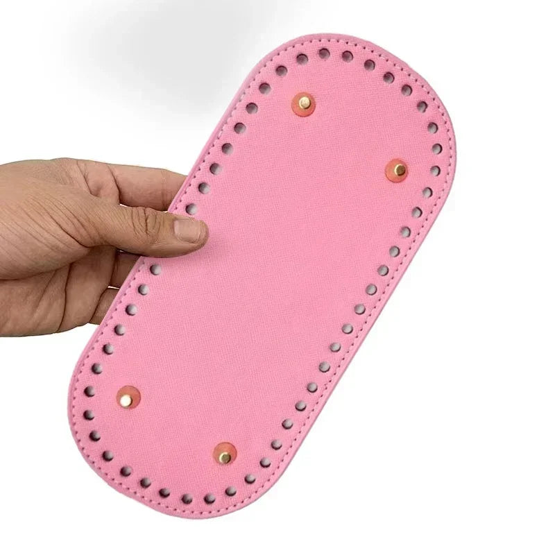 5x18cm/12x25cm PU Bag Bottom with 4 Rivets Oval Bag Bottom Wear-resistant Strong Durable Bag Bottom for Crochet Knitting Handbag