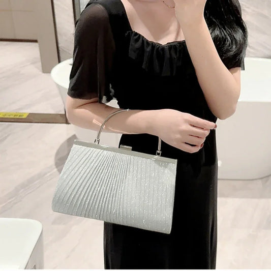 Luxury Apricot Sequin Evening Clutch Shoulder Bag