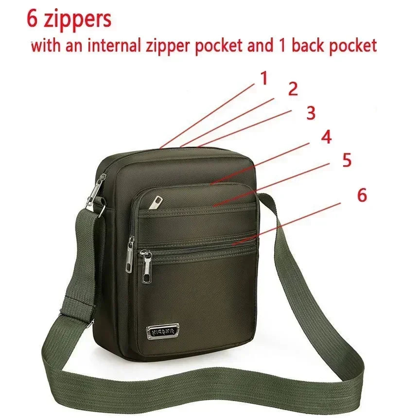 Men Nylon Shoulder Bag Messenger Bag Casual Waterproof Nylon Zipper Pocket Handbag Fashion Tote Travel Male Crossbody Bags