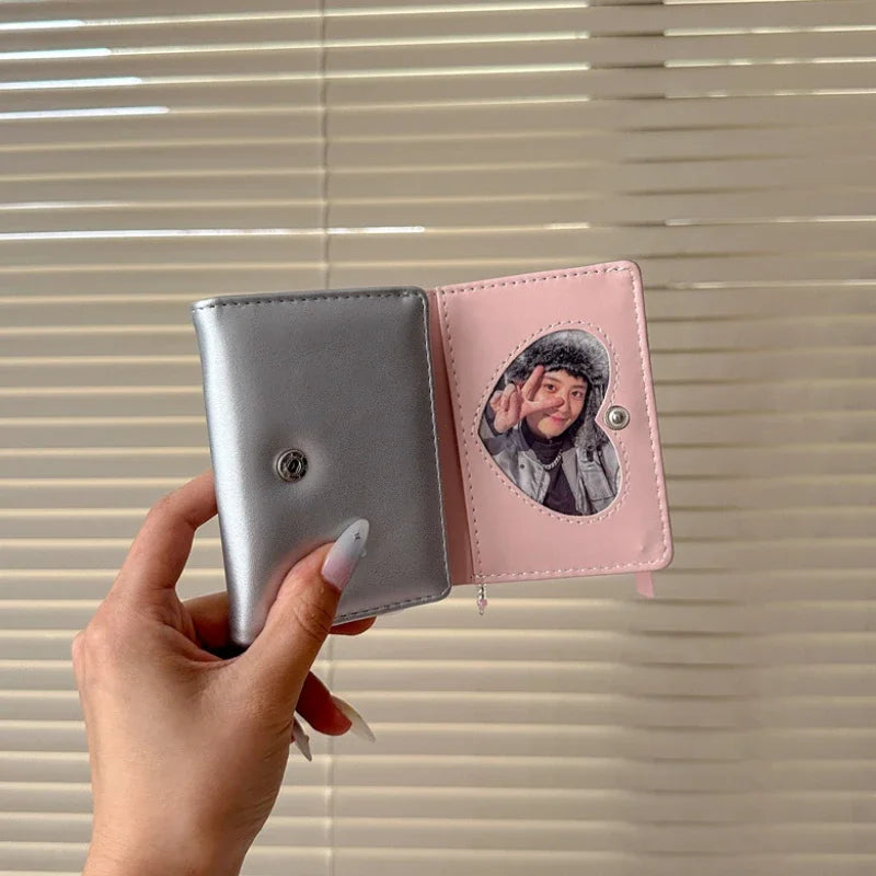 Silver Sweet Wallets for Women Y2k Strap-on Designer Original Fashion Short Coin Purse Korean Style Casual New Cute Wallet Purse