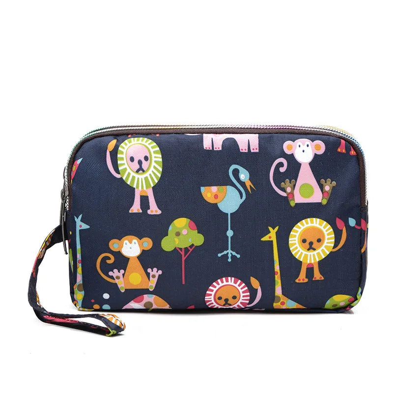 Fashion Flower Print Wallet For Women Three Layer High-capacity Mobile Phone Bag Portable Handheld Bag Mini Key Bag Clutch Bag