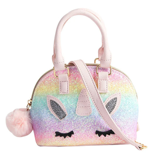 Unicorn Rainbow Sequin Crossbody Bag for Girls - Small Cosmetic Organizer