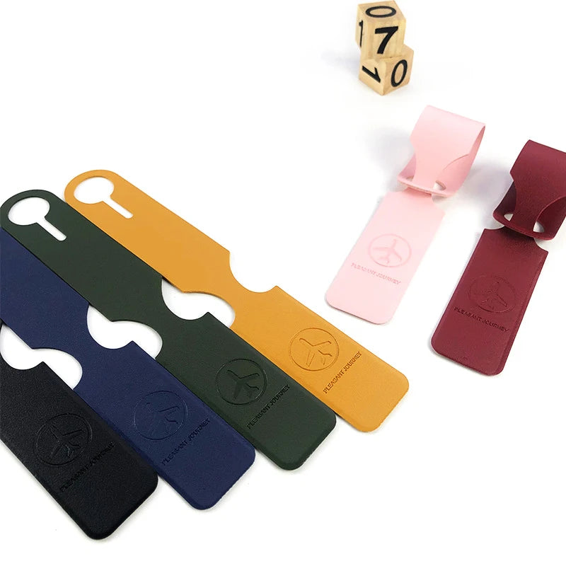 1PC Portable PU Leather Luggage Tag Suitcase Identifier Label Baggage Boarding Bag Tag Name ID Address Holder Travel Accessories