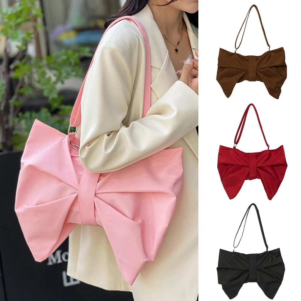 Bowknot Tote Bag Large Capacity Nylon Crossbody Handbag