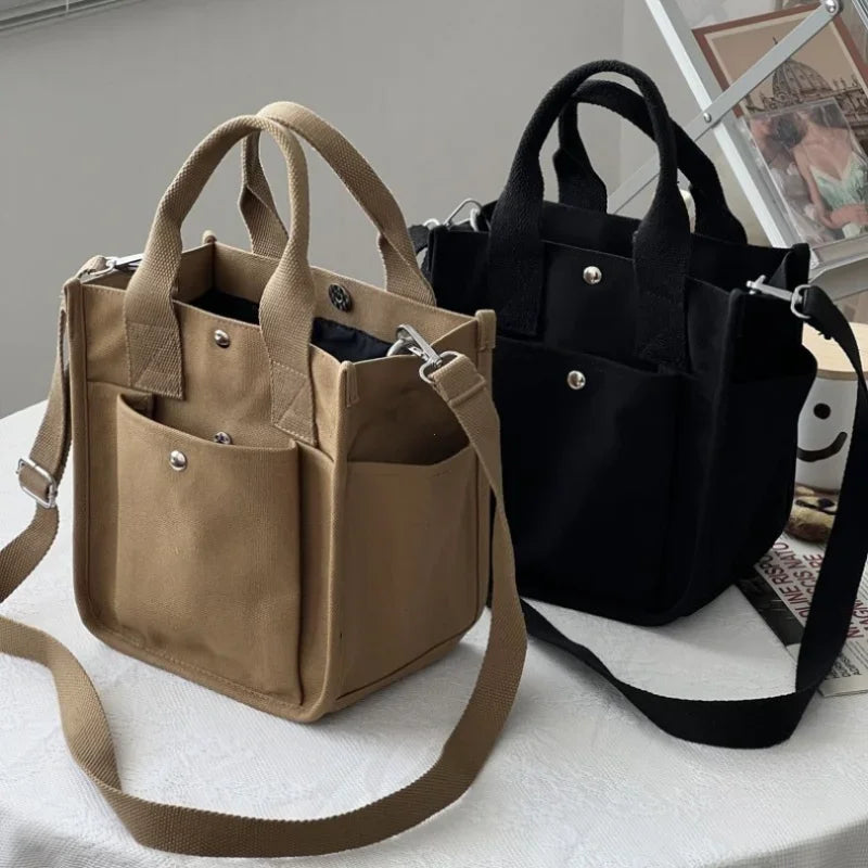 Women Crossbody Bags Canvas Solid Color Casual Tote Bag Messenger Bag Shoulder Bag Brand Designer Simplicity Girl's Handbags