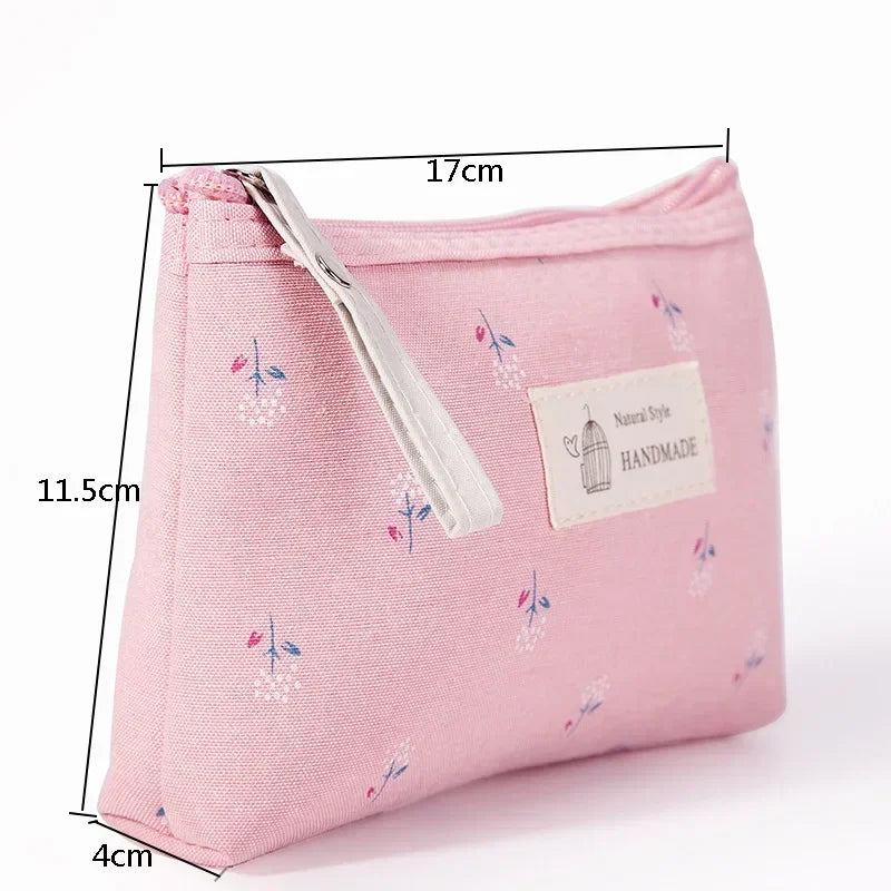 Women Floral Small Cosmetic Bag Makeup Bag Travel Neceser Storage Organizer Zipper Toiletry Wash Make Up Bags Purse Pouch