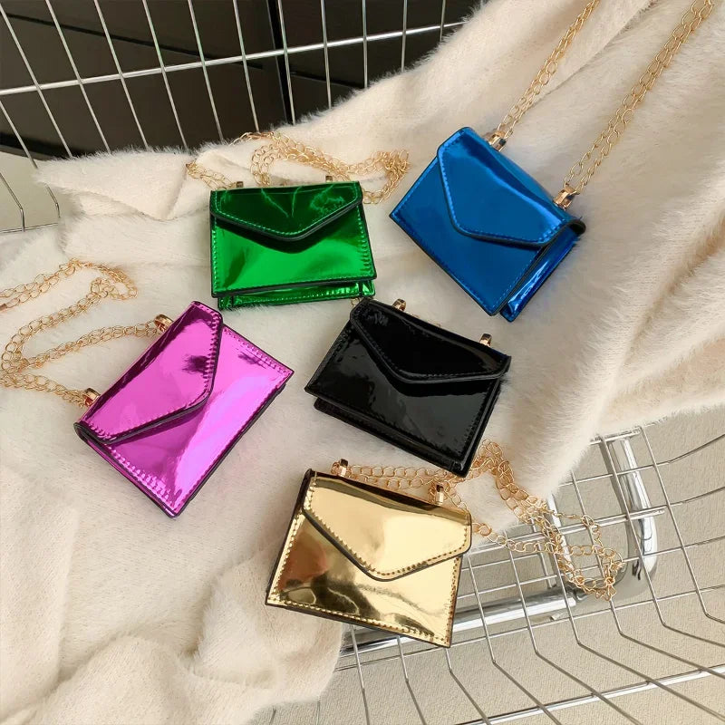 New Laser Shoulder Bag Mini Cute Chain Lipstick Makeup Small Square Bag Fashion Women Crossbody Bag Coin Pouch