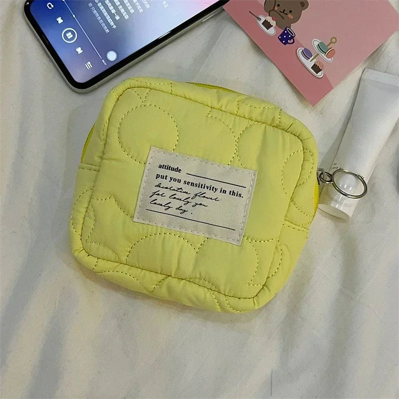 Mini Makeup Bags Cosmetic Bag Organizer Women Small Sanitary Napkin Pad Lipstick Storage Bag Pouch Girls Canvas Coin Purse Pouch