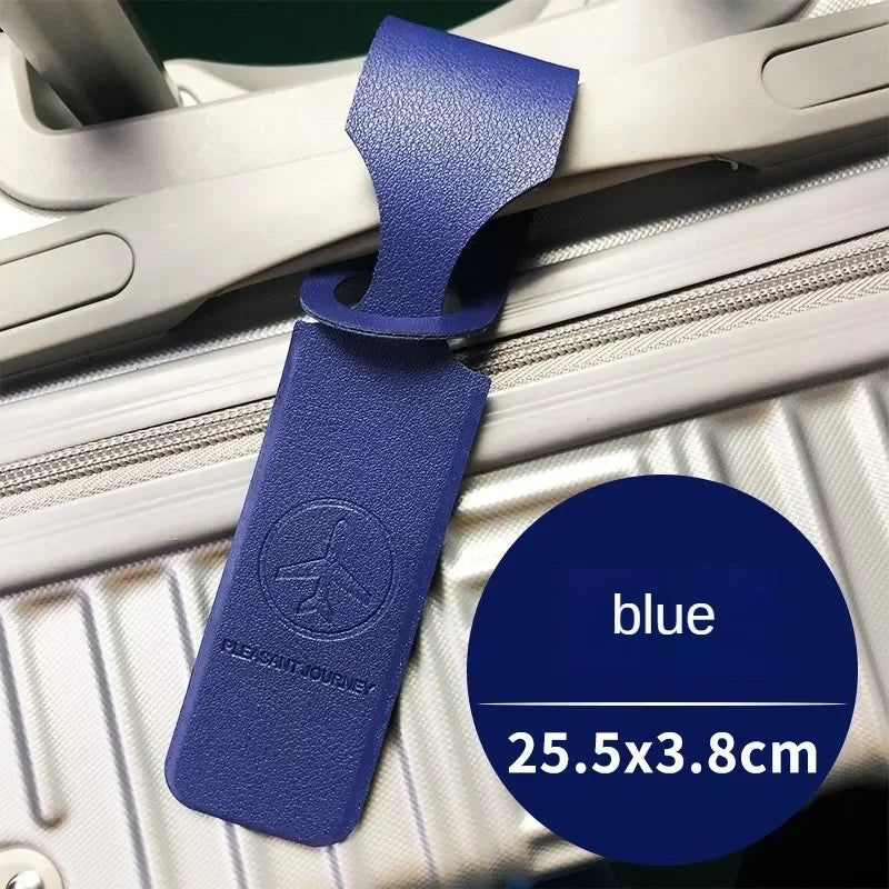 1x PU Leather Luggage Tag Portable Suitcase Identifier Label Baggage Boarding Bag Tag Name ID Address Holder Travel Accessories