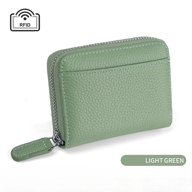14/20 Slots Credit Card Holder Wallet RFID Blocking Slim Genuine Leather Card Organizer Zipper Pocket ID Card Pouch Coin Purse